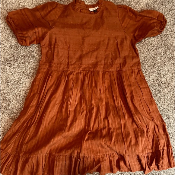 burnt orange smock dress Peacock Primrose Boho 70s Smock Dress Burnt Orange